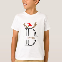 Personlig Monogram Brev D Antlers Julafton T Shirt