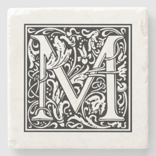 Personlig Monogram Brev M Bröllop födelsedag Stenunderlägg