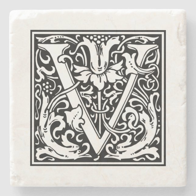 Personlig Monogram Brev V Bröllop födelsedagen Stenunderlägg (Framsidan)