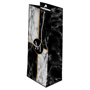 Personlig Monogram Brev Vin Gift Bag Marble