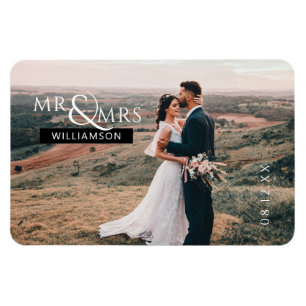 Personlig Monogram Bröllop Photo Magnet