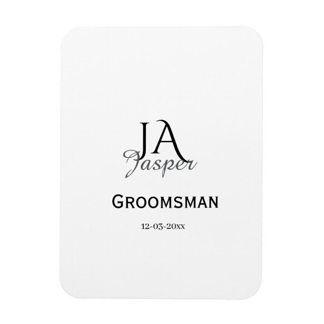 Personlig monogram bröllopsvärd bästa man namn dat magnet (Vertikal)