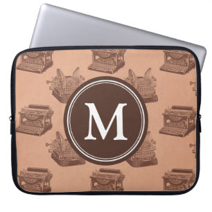 Personlig Monogram Brown Vintage Typewriter Laptop Fodral
