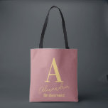 Personlig monogram brudtärna dammig rosa tygkasse<br><div class="desc">Detta är en enkel, modern och personlig monogramdesign. Denna stilrena design är i trendig dammig rosa med stilfull typografi. Den är perfekt som en personlig gåva till din brudtärna eller brudjungfru och idealisk som ett tack till brudparten eller som en present till din möhippa. För att anpassa, lägg helt enkelt...</div>