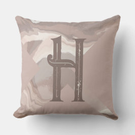 Personlig monogram brun neutralt snurra kudde