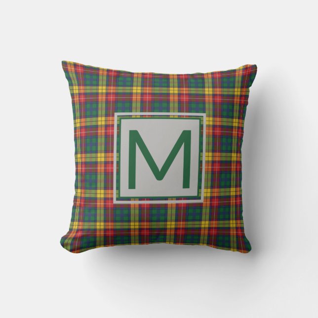 Personlig monogram Buchanan Plaid Tartan Kudde (Framsida)