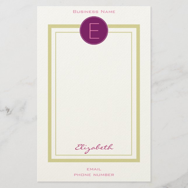 Personlig Monogram Business Brevpapper (Framsida)