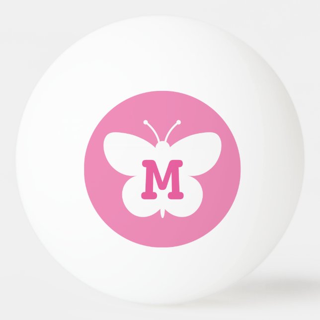 Personlig monogram butterfly ping pong boll (Framsidan)