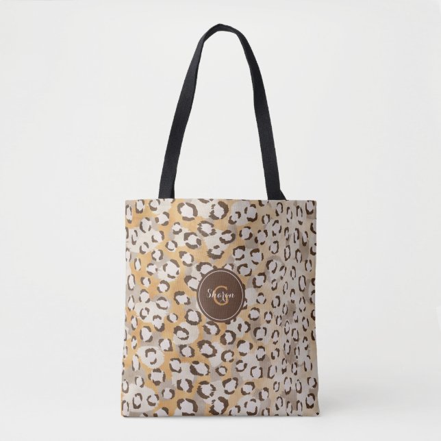 Personlig Monogram Cheetah Print Animal Mönster Tygkasse (Framsida)