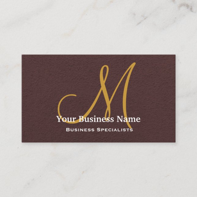 Personlig Monogram Chocolate Brown Simple Visitkort (Framsida)