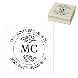Personlig monogram Denna bok tillhör Stämpel