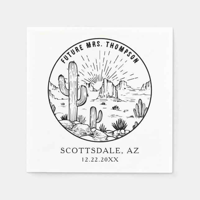 Personlig Monogram Desert Möhippa Bröllop Pappersservett (Framsidan)