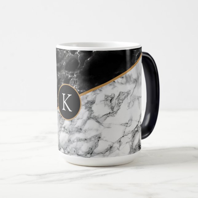 Personlig Monogram din Brev Faux Marble Mugg (Framsida höger)