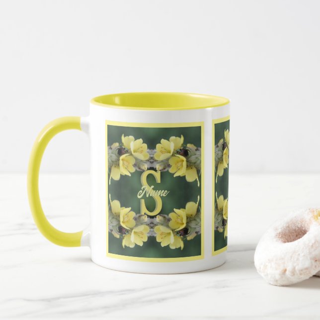 Personlig monogram Ditt initialnamn Mullein  Mugg (Med munk)
