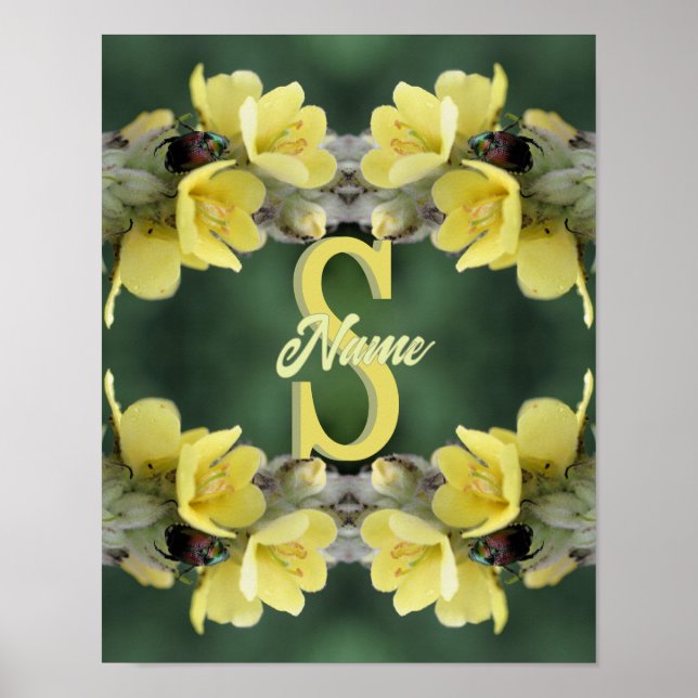 Personlig monogram Ditt initialnamn Mullein  Poster (Framsidan)