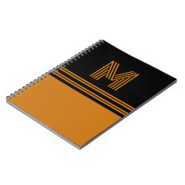 Personlig Monogram Elegant Black&Brown Anteckningsbok