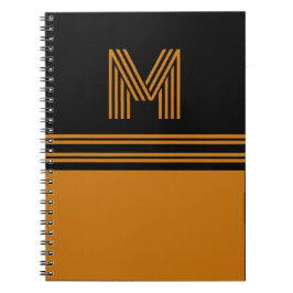 Personlig Monogram Elegant Black&Brown Anteckningsbok