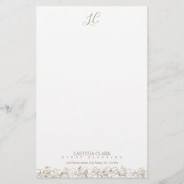Personlig Monogram Elegant Blommigt Brevpapper