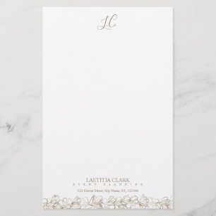Personlig Monogram Elegant Blommigt Brevpapper