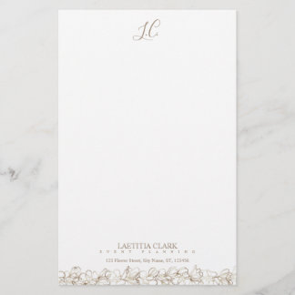Personlig Monogram Elegant Blommigt Brevpapper