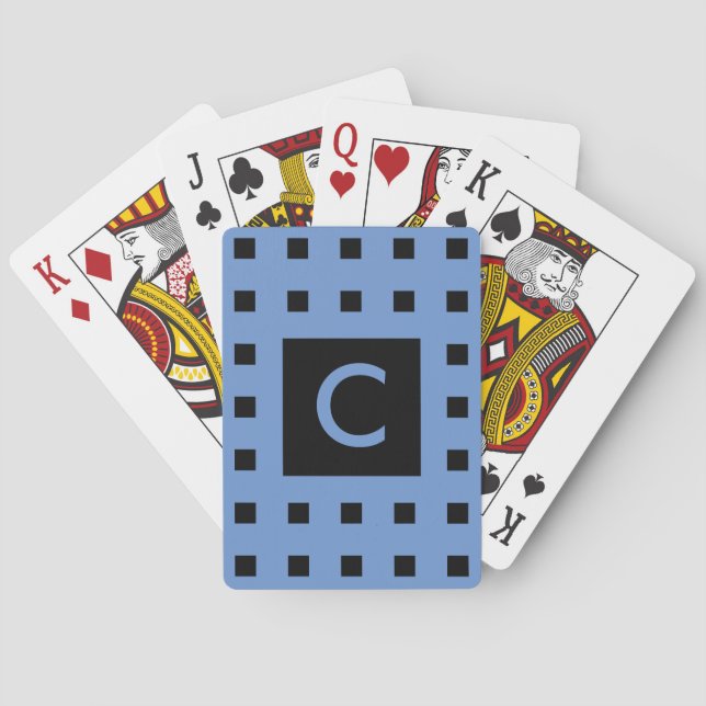 Personlig Monogram Elegant Fyrkantigt Mönster Spel Kort (Baksidan)