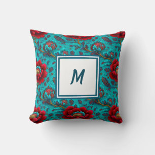 Personlig monogram – Elegant modern blomma Kudde