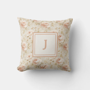 Personlig monogram – Elegant modern blomma Kudde