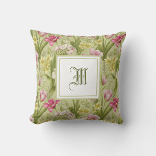 Personlig monogram - Elegant modern blomma Kudde