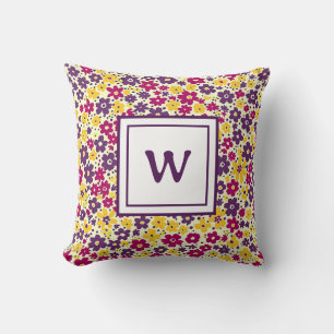Personlig monogram - Elegant modern blomma Kudde