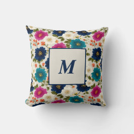 Personlig monogram – Elegant modern blomster Kudde