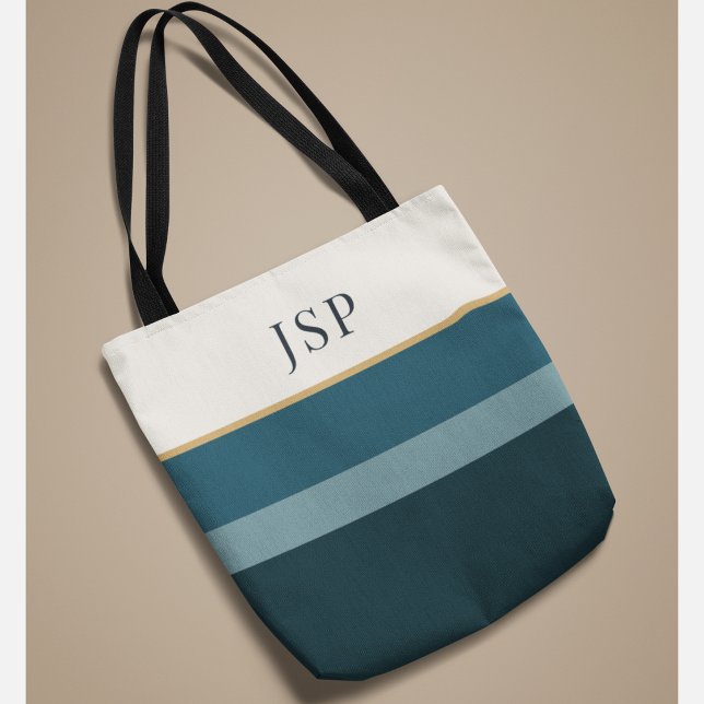 Personlig monogram | Elegant randig design Tygkasse (Skapare uppladdad)