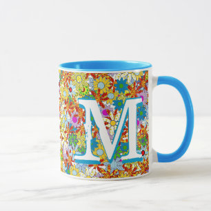 Personlig Monogram eller Namn Blommönster Mugg