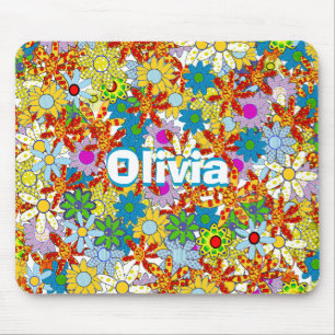 Personlig Monogram eller Namn Blommönster Musmatta