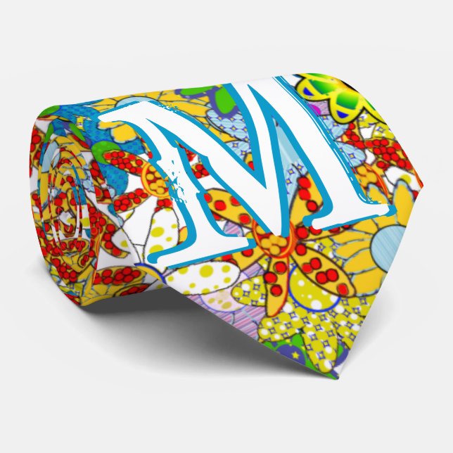 Personlig Monogram eller Namn Blommönster Slips (Rullad)