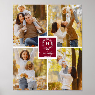 Personlig Monogram Familjefotocollage Poster