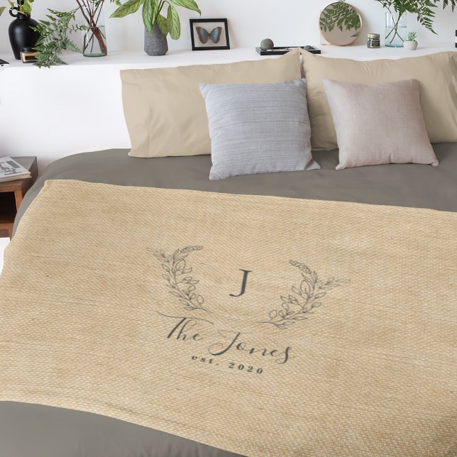 Personlig monogram-familjen namn rustic fleecefilt (Skapare uppladdad)