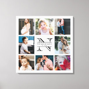 Personlig Monogram Family 8 Fotokollage Canvastryck