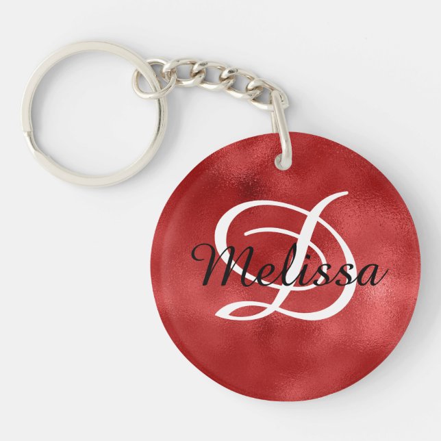 Personlig Monogram Faux Mörk Red Foil Photo (Framsidan)