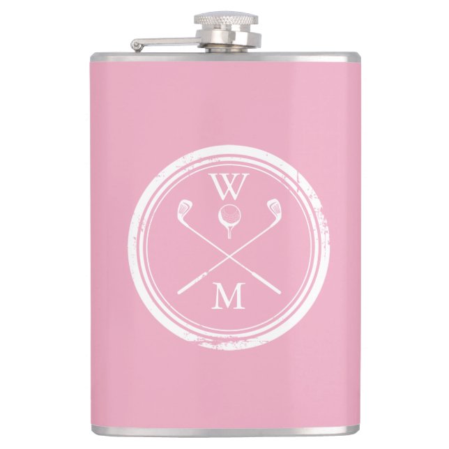 Personlig Monogram Feminin Rosa Golf Fickplunta (Framsidan)