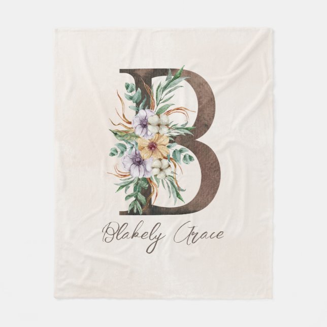 Personlig Monogram Fleece Blanket, första B (Framsidan)