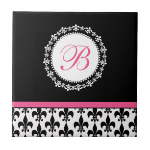 Personlig Monogram Fleur de Lis Belägga med tegel Kakelplatta
