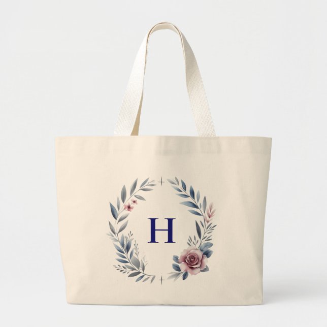 Personlig Monogram Flower WANDERBAGT Jumbo Tygkasse (Framsidan)