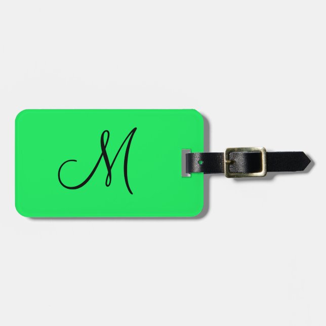 Personlig Monogram fluorescerande Gult Bagagebricka (Horisontell Framsida)