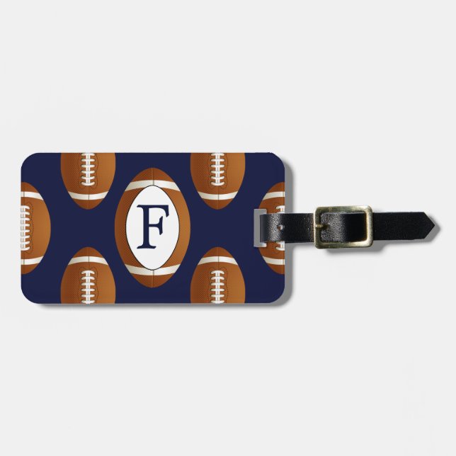 Personlig Monogram Football Bollar Sports Bagagebricka (Horisontell Framsida)