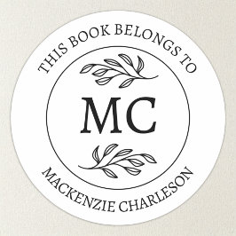 Personlig monogram för denna bok tillhör runt klistermärke