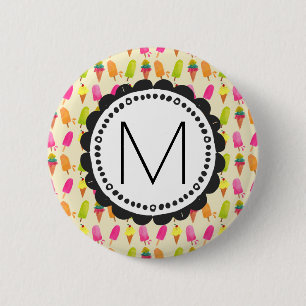 Personlig Monogram för iskräm Knapp