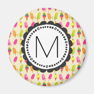 Personlig Monogram för iskräm Magnet