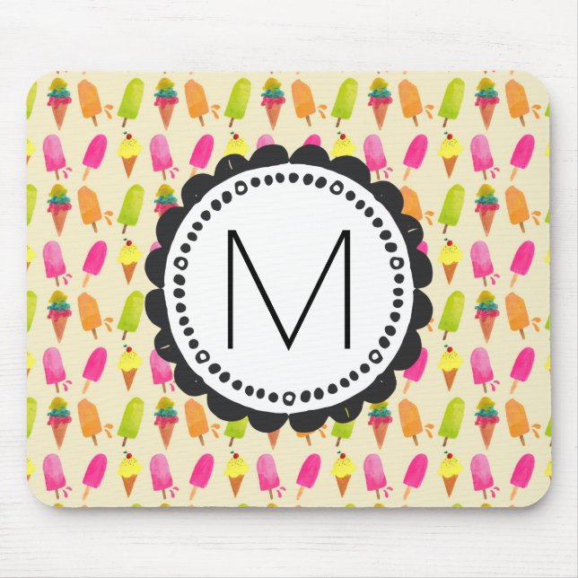 Personlig Monogram för iskräm Musmatta (Framsidan)