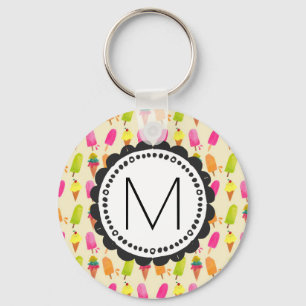 Personlig Monogram för iskräm Nyckelring