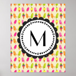 Personlig Monogram för iskräm Poster